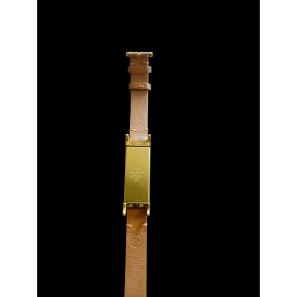 Tory Burch Gold Tone Brown Leather Fitbit Bracelet 16" - Picture 5 of 5